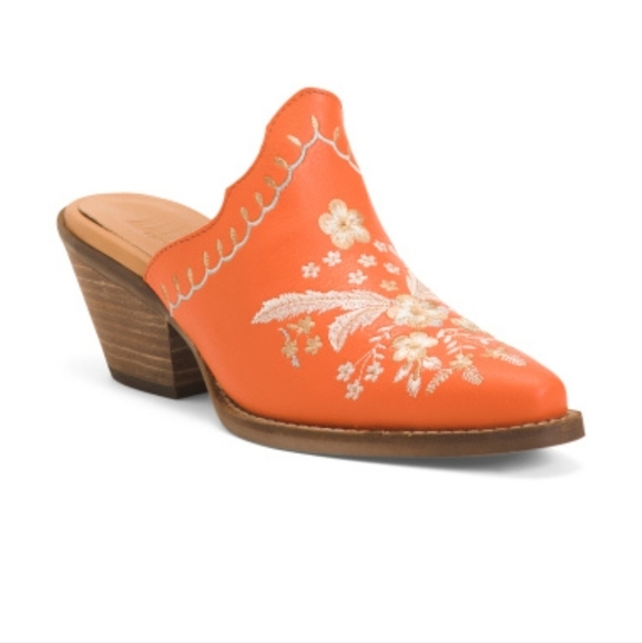 dingo Shoes - 🔹️Dingo🔹️ made In Mexico  Orange Floral Embroidered Wildflowers Heeled  Mules